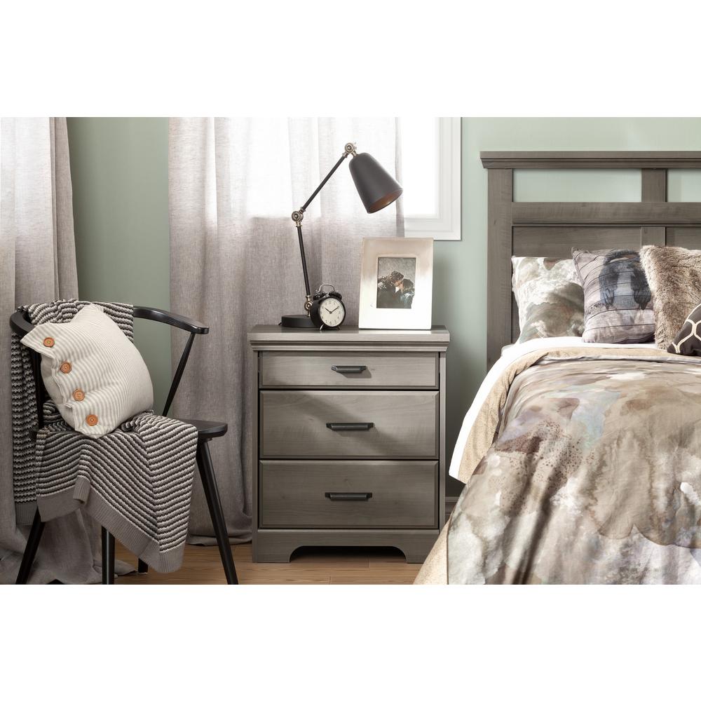 South Shore Versa 2 Drawer Nightstand In Gray Maple 10556 The Home Depot