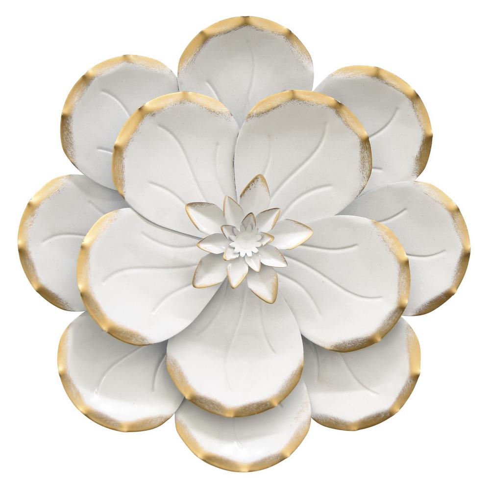 Three Hands 10 5 In Metal Flower Wall Decor White 10697 The Metal Flower Wall Decor In White