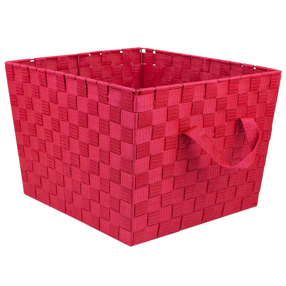 Home Basics 15 in. D x 10 in. H x 13 in. W Red Fabric Cube Storage Bin