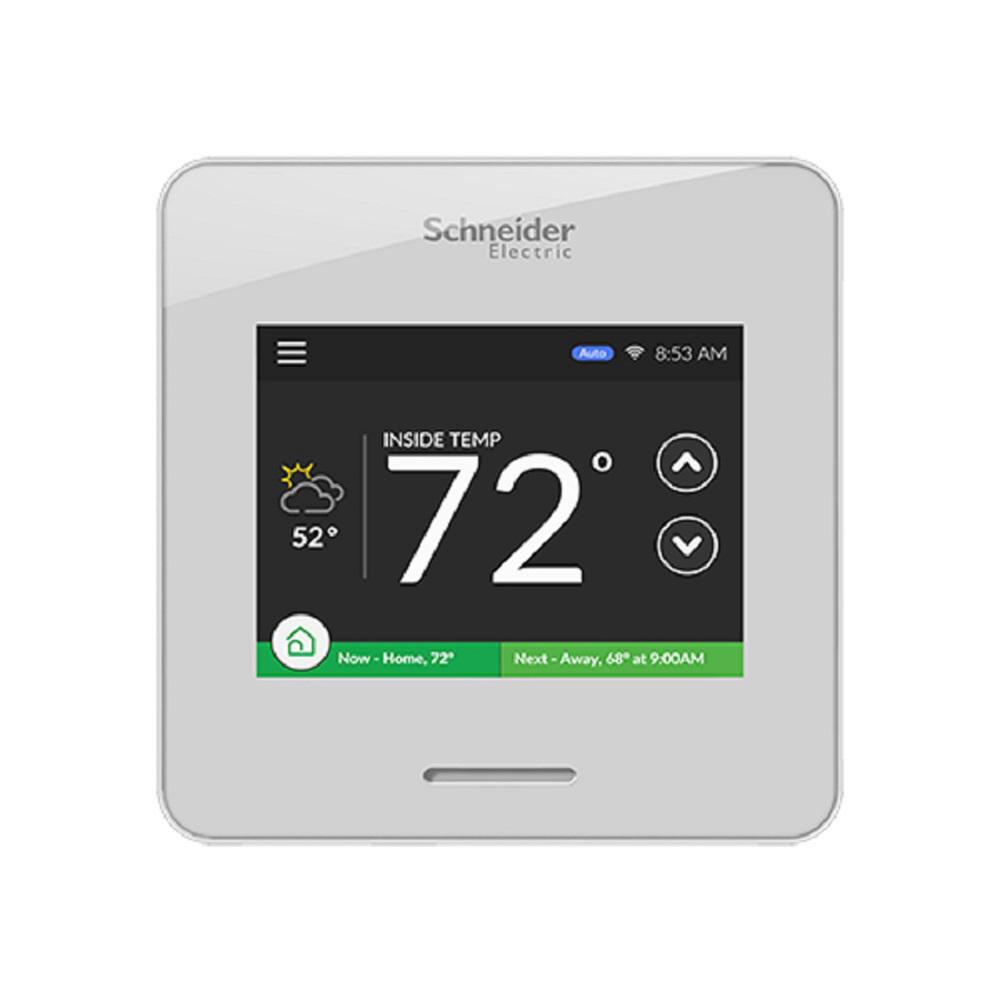 schneider thermostat electric wiser smart air wifi touch screen display programmable wi fi lowes compatibility boost comfort thermostats fc homedepot