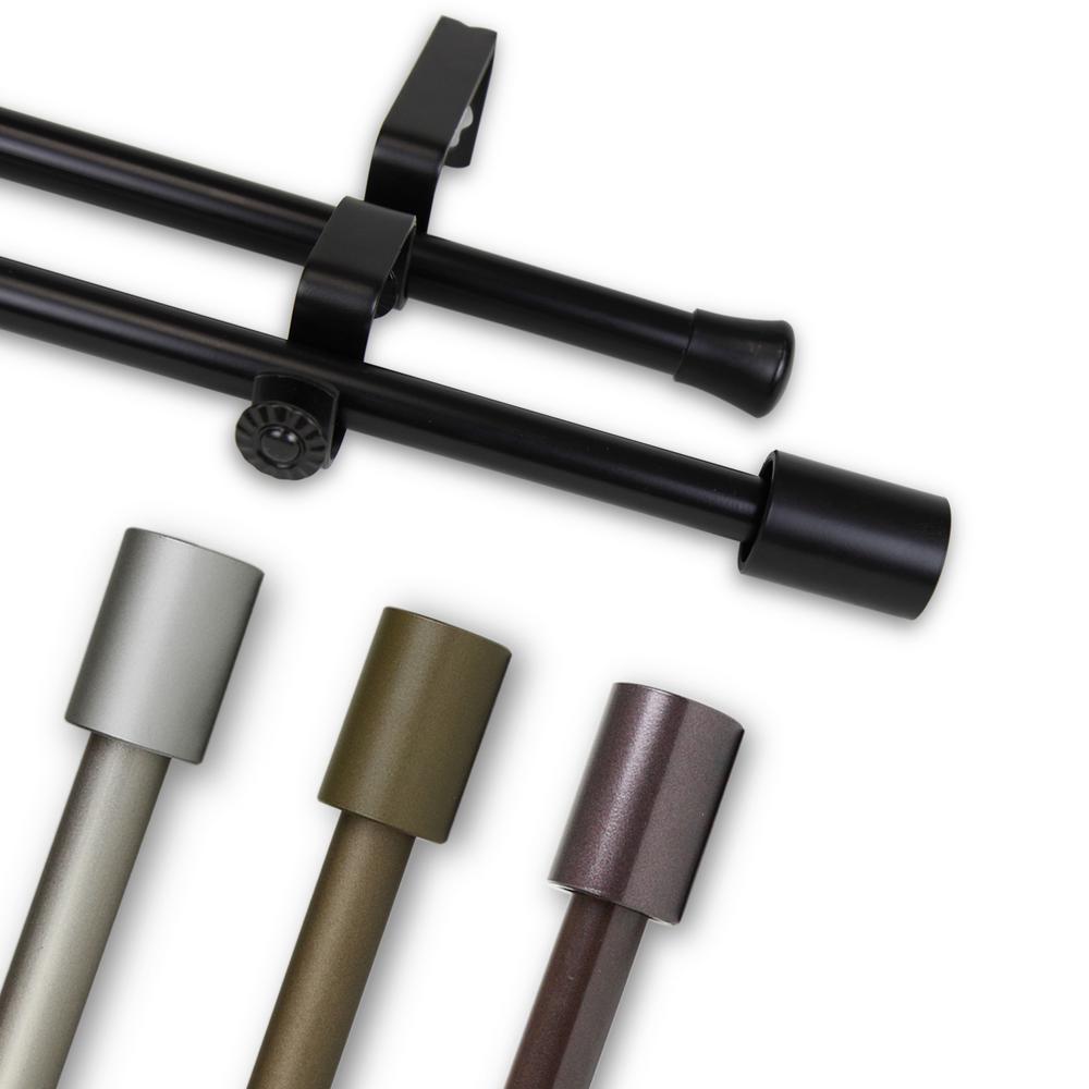 Eclipse 28 in. 60 in. Telescoping 5/8 in. Room Darkening Tension Curtain Rod in Black