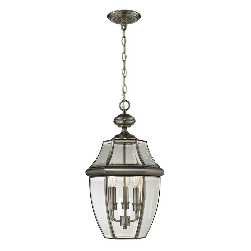 Brushed Nickel Outdoor Hanging Lights Ceiling Lighting Ashford 3 Light Antique Nickel Outdoor Pendant