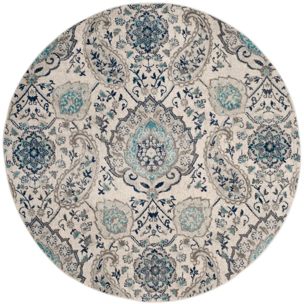 Safavieh Madison Cream Light Gray 5 Ft X 5 Ft Round Area Rug