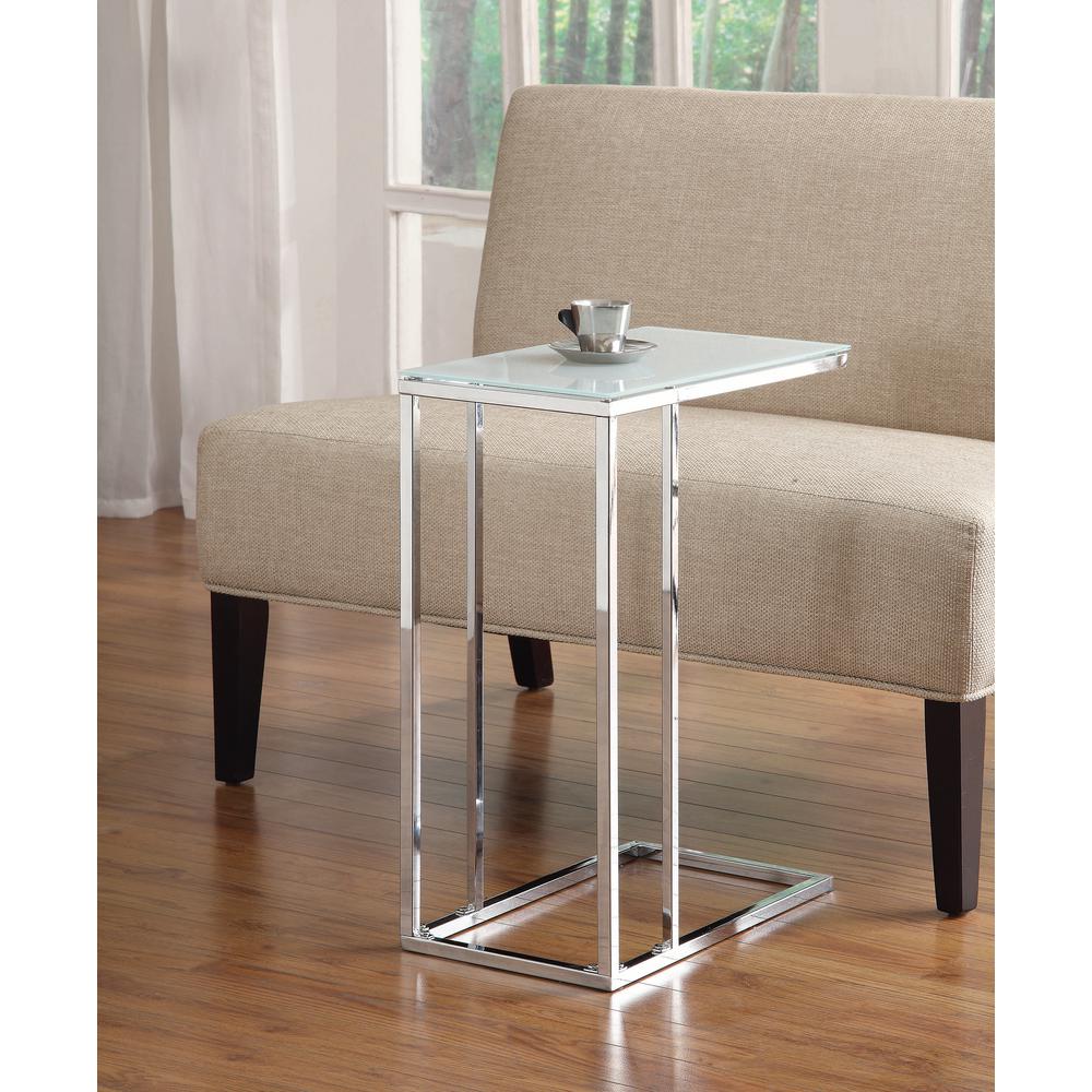 Coaster Chrome And White Gl Top Snack Table 900250 The Home Depot Chrome And White Gl Top Snack Table