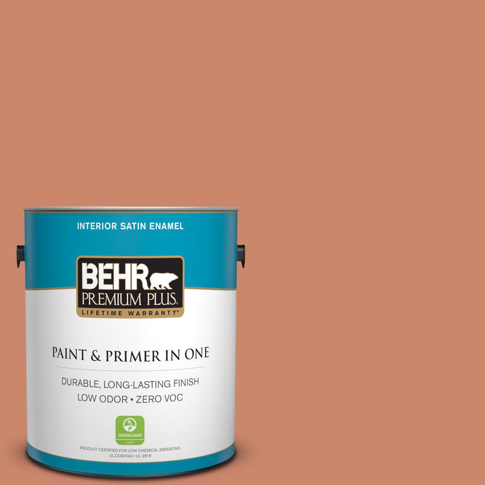 BEHR Premium Plus 1 gal. 230D5 Aztec Brick Satin Enamel Zero VOC