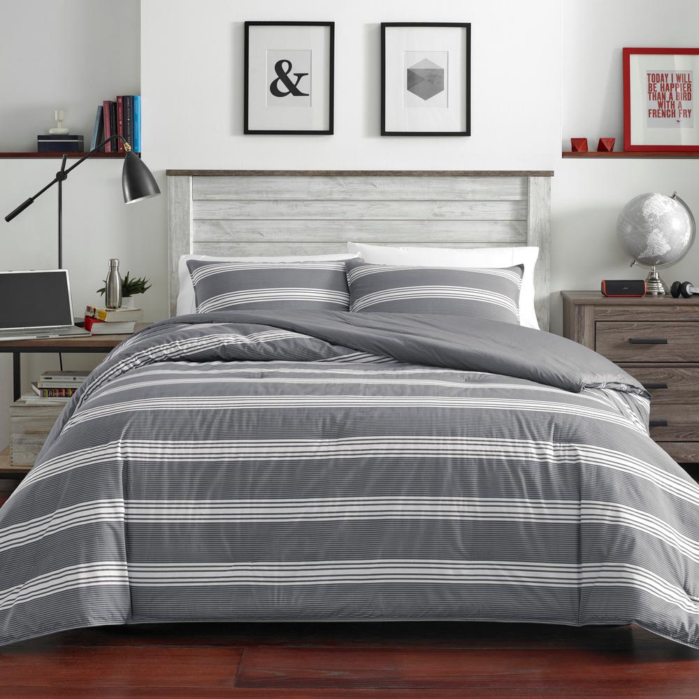 Nautica Craver 3 Piece Charcoal Full Queen Comforter Set