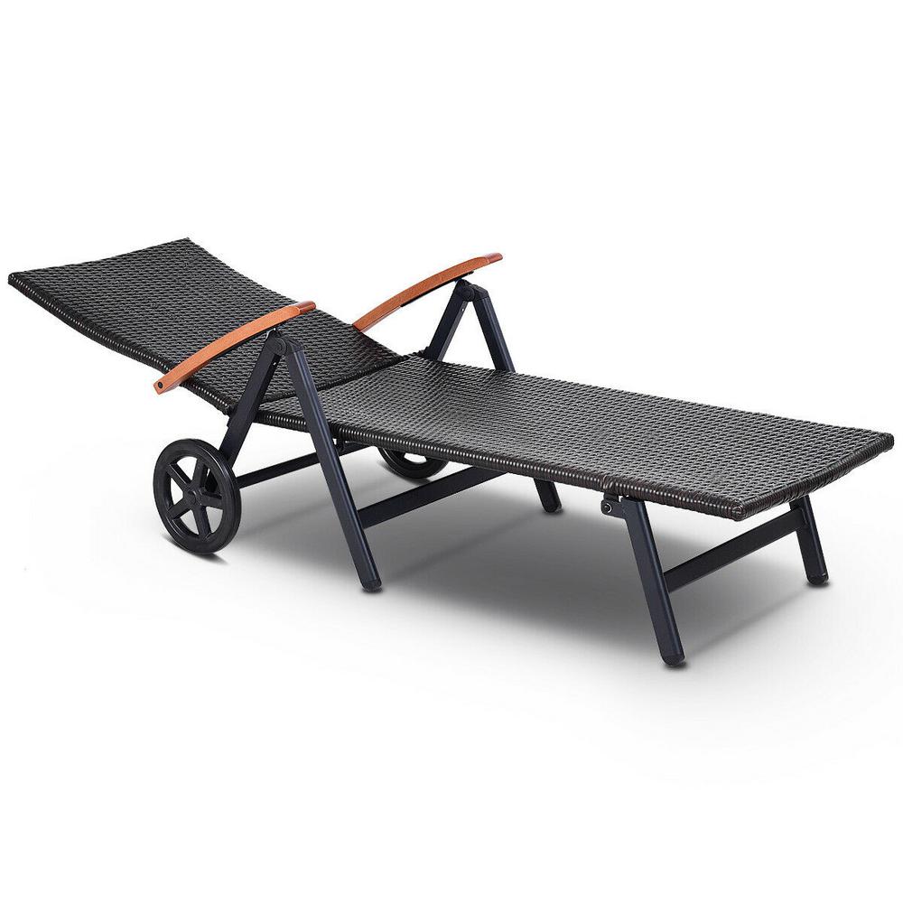 Costway Folding Back Adjule Aluminum Rattan Patio Outdoor Costway Folding Back Adjule