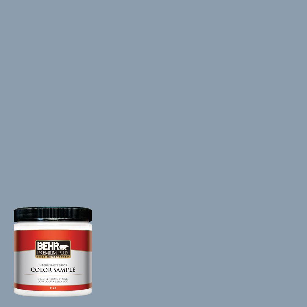 Behr Premium Plus 8 Oz Icc 65 Relaxing Blue Flat Interior Exterior Icc 65 Relaxing Blue Flat Interior Exterior Paint And Primer In One Sample
