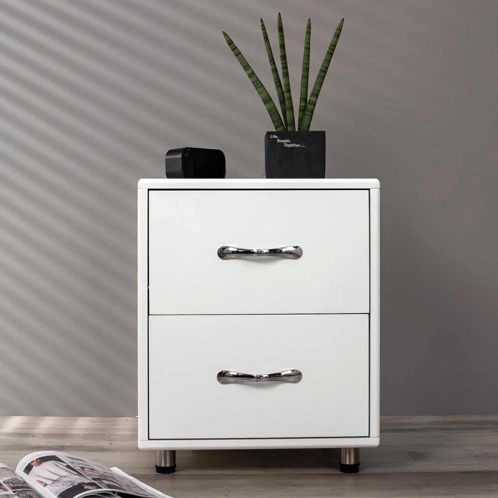 Harper Bright Designs White Contemporary Nightstand With 2