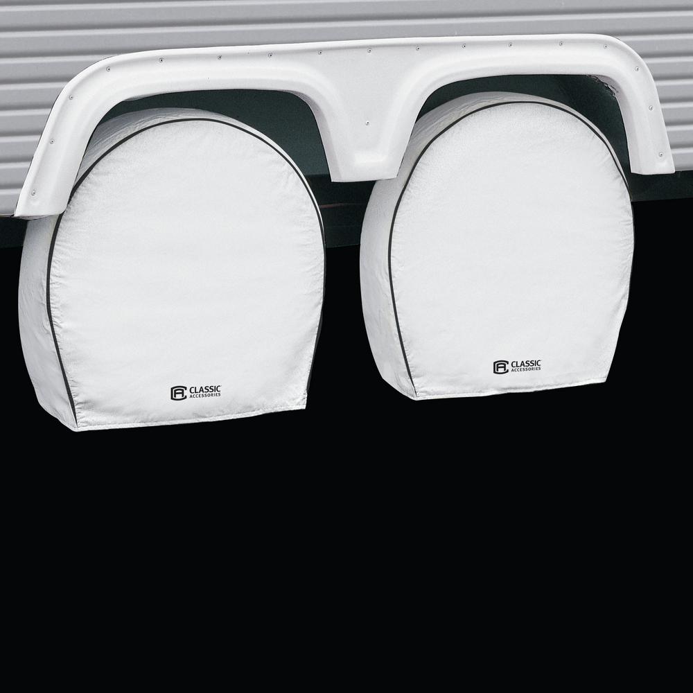 Classic Accessories White Deluxe RV Wheel Cover, 37"41" DIA (bus), 9.25" Tire Width80225
