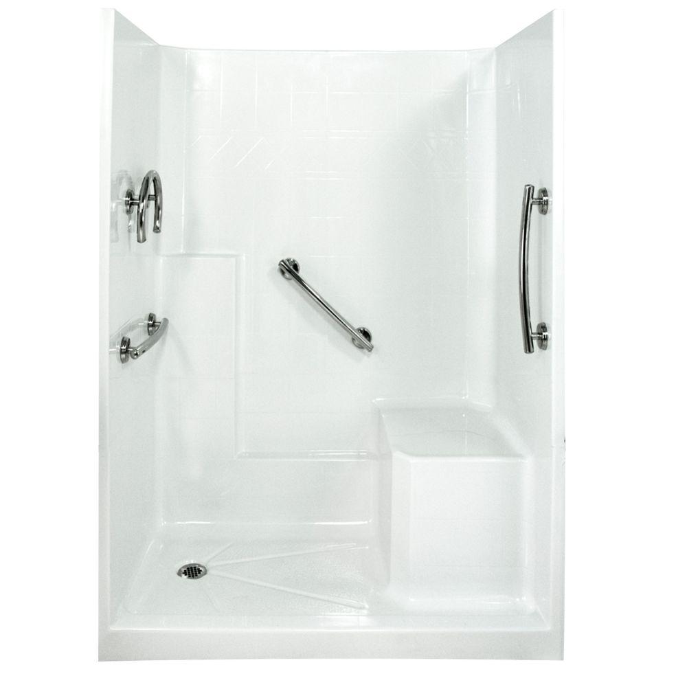 Ella Freedom 33 In X 60 In X 77 In Low Threshold Shower Kit In White With Right Side Seat
