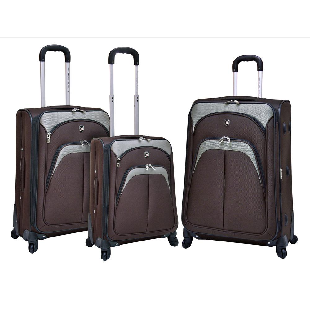 UPC 015272742459 product image for 3-Piece Brown Expandable Vertical Luggage Set with Spinner Wheels and EVA-Reinfo | upcitemdb.com