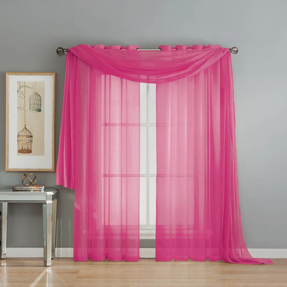 Window Elements Sheer Diamond Sheer Voile Hot Pink Grommet Extra
