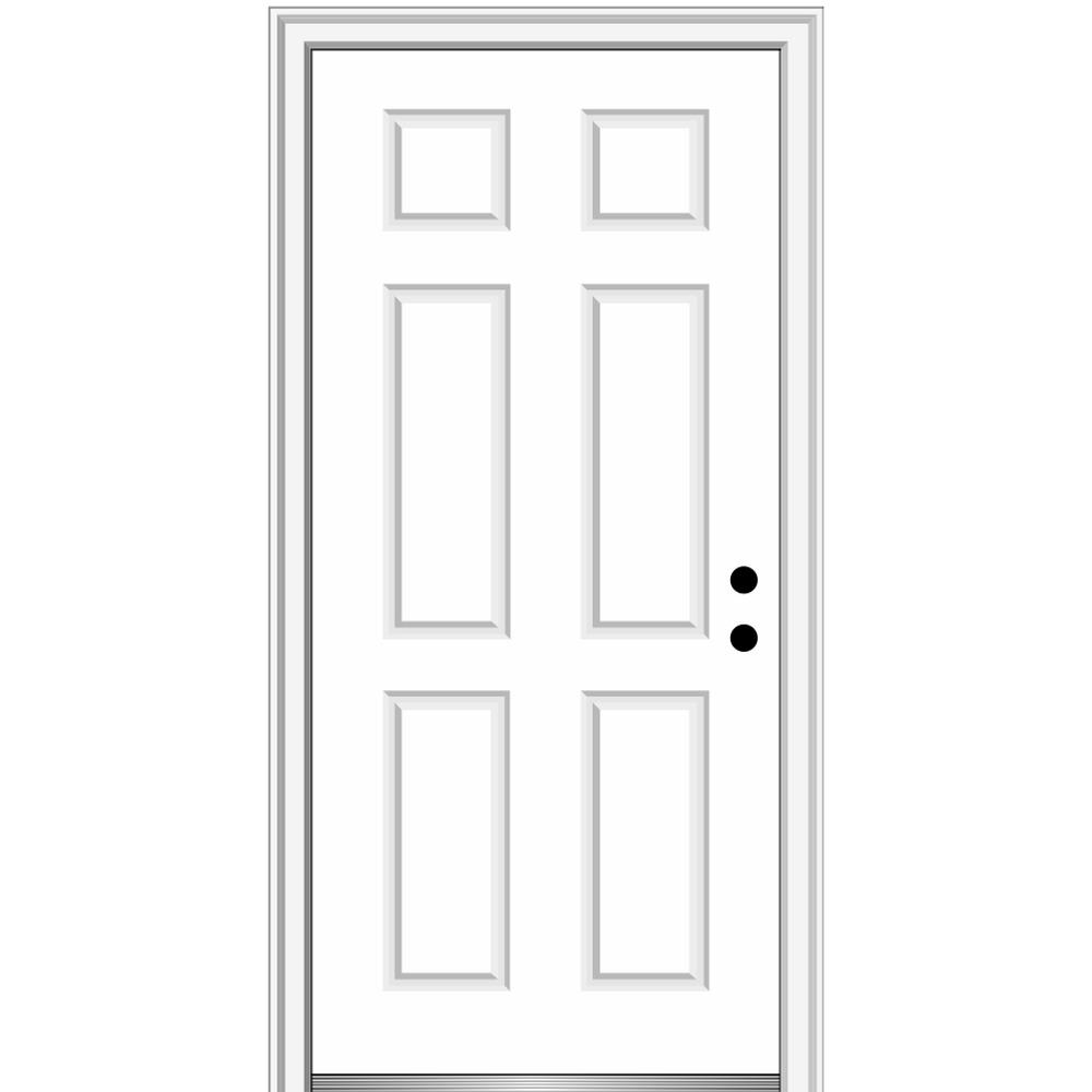 MMI Door 36 in. x 96 in. 6-Panel Painted Majestic Right-Hand Steel ...