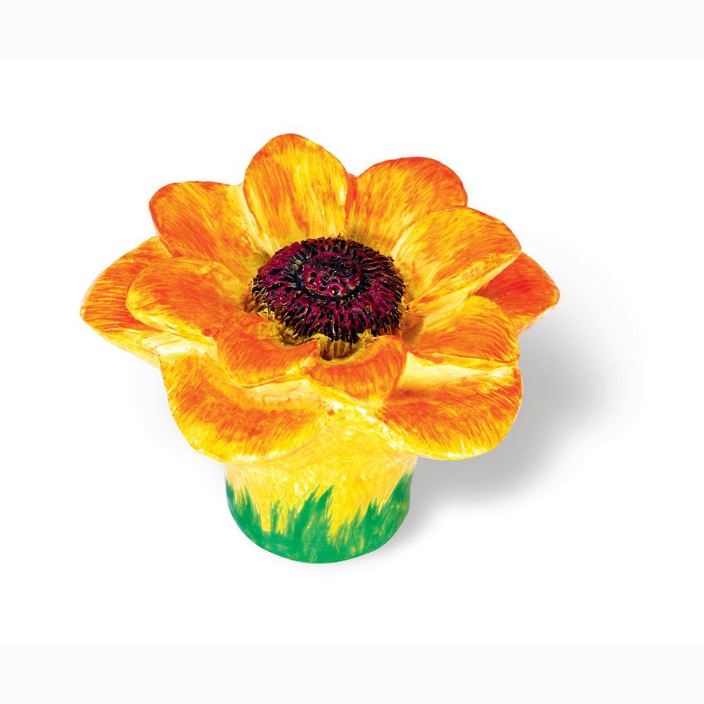 Siro Designs Flowers 2 In Yellow Orange Cabinet Knob Hd 101 106
