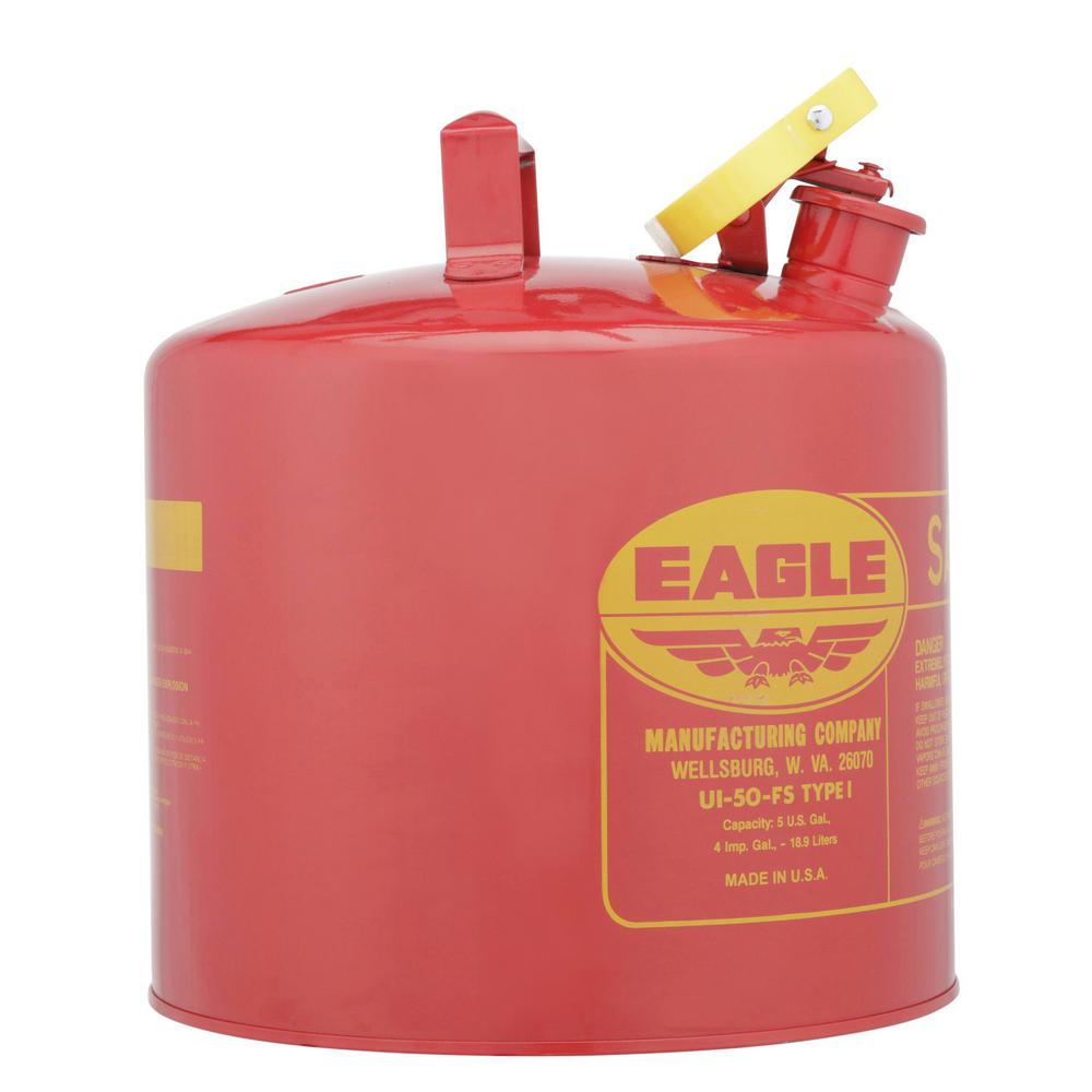 Eagle Manufacturing Company Red Galvanized Steel Type I Gasoline Safety Can With Funnel 5 Gal Capacity Ui 50 Fs The Home Depot