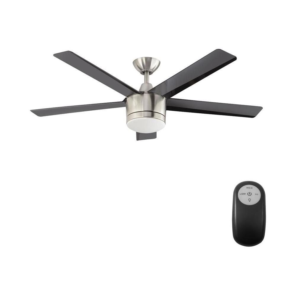Home Decorators Collection Merwry 52 In Integrated Led Indoor Brushed Nickel Ceiling Fan With Light Kit And Remote Control