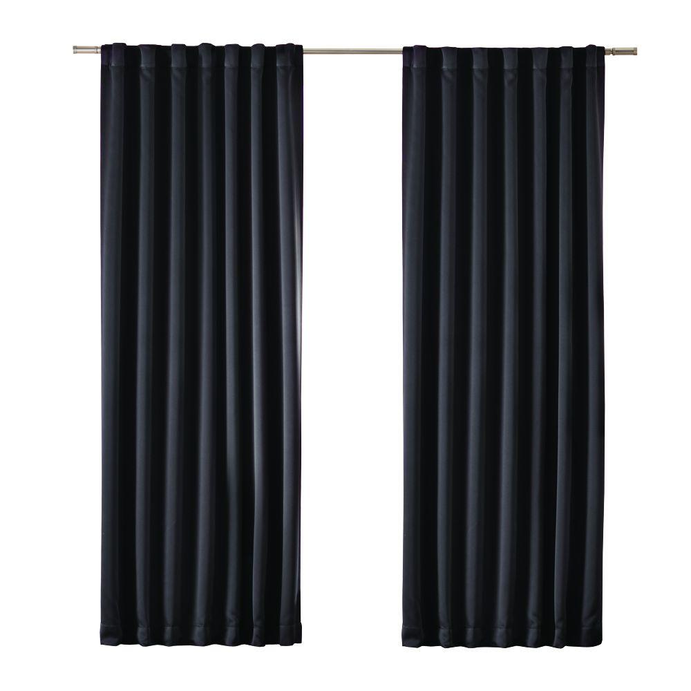 Home Decorators Collection Blackout Black Blackout Media Rod Pocket ...