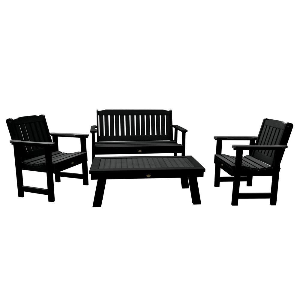 Highwood Lehigh Black 4 Piece Recycled Plastic Outdoor