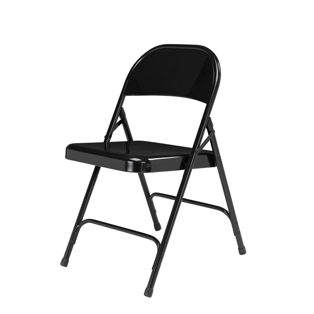Carton of 4 National Public Seating 50 Series All Steel Standard Folding Chair with Double Brace 480 lbs Capacity Beige