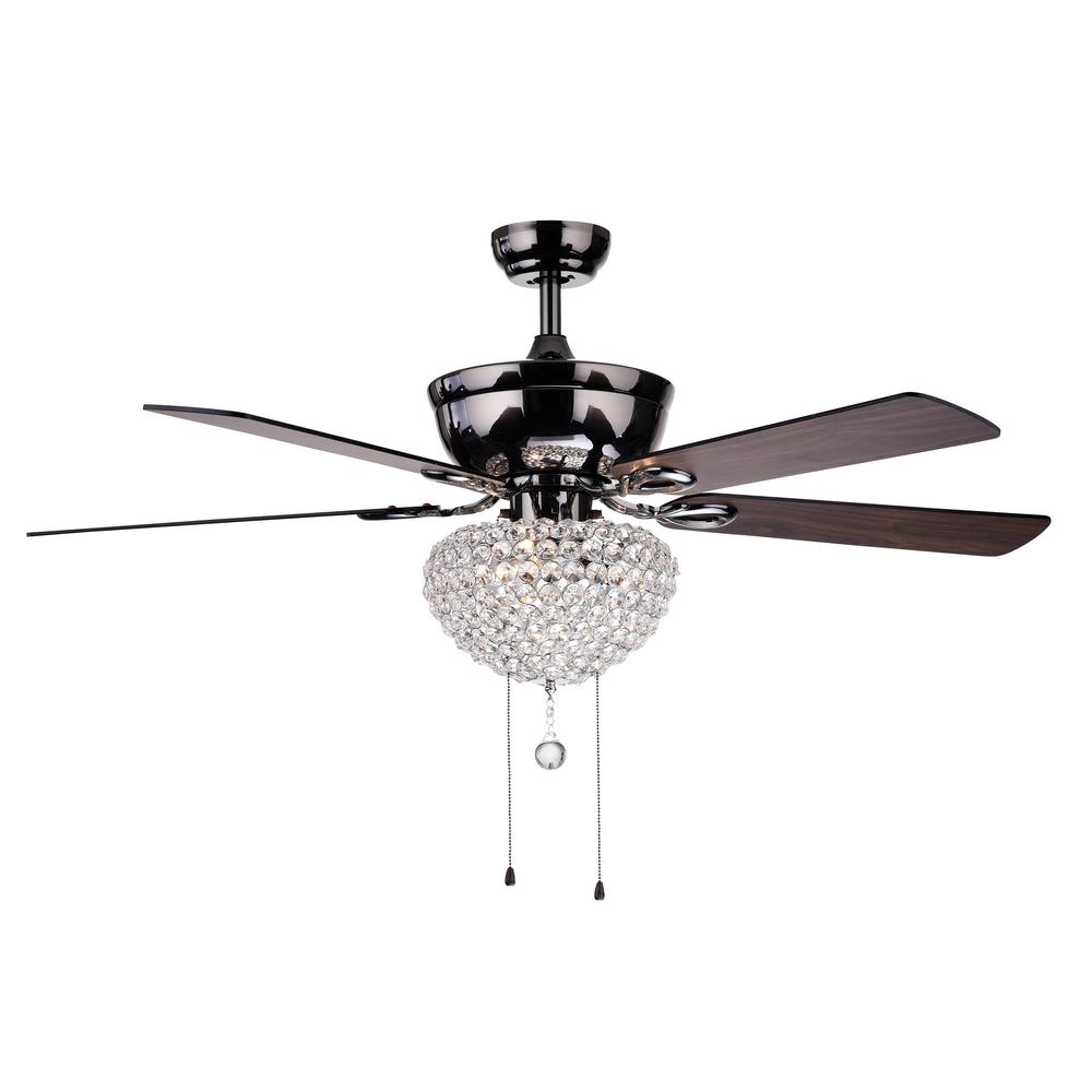 Warehouse Of Tiffany Taliko 52 In Indoor Black Ceiling Fan With Light Kit