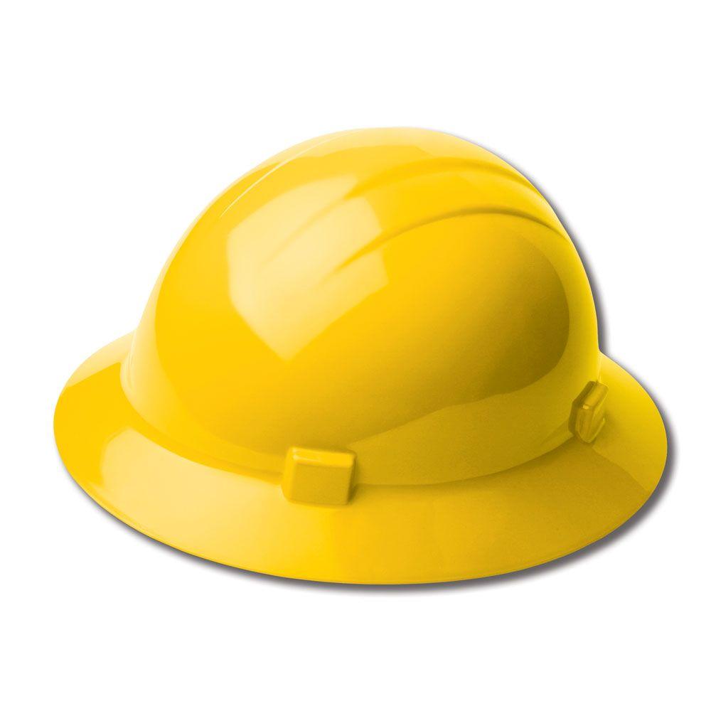 ERB 4Point Plastic SlideLock Suspension Full Brim High Heat Hard Hat in Yellow19342 The