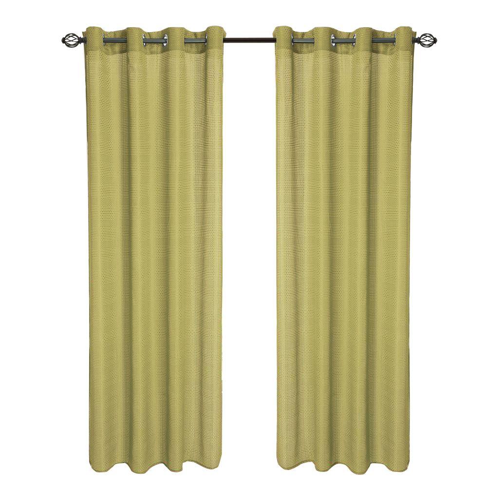 Lavish Home Sage Olivia Jacquard Grommet Curtain Panel 84 In