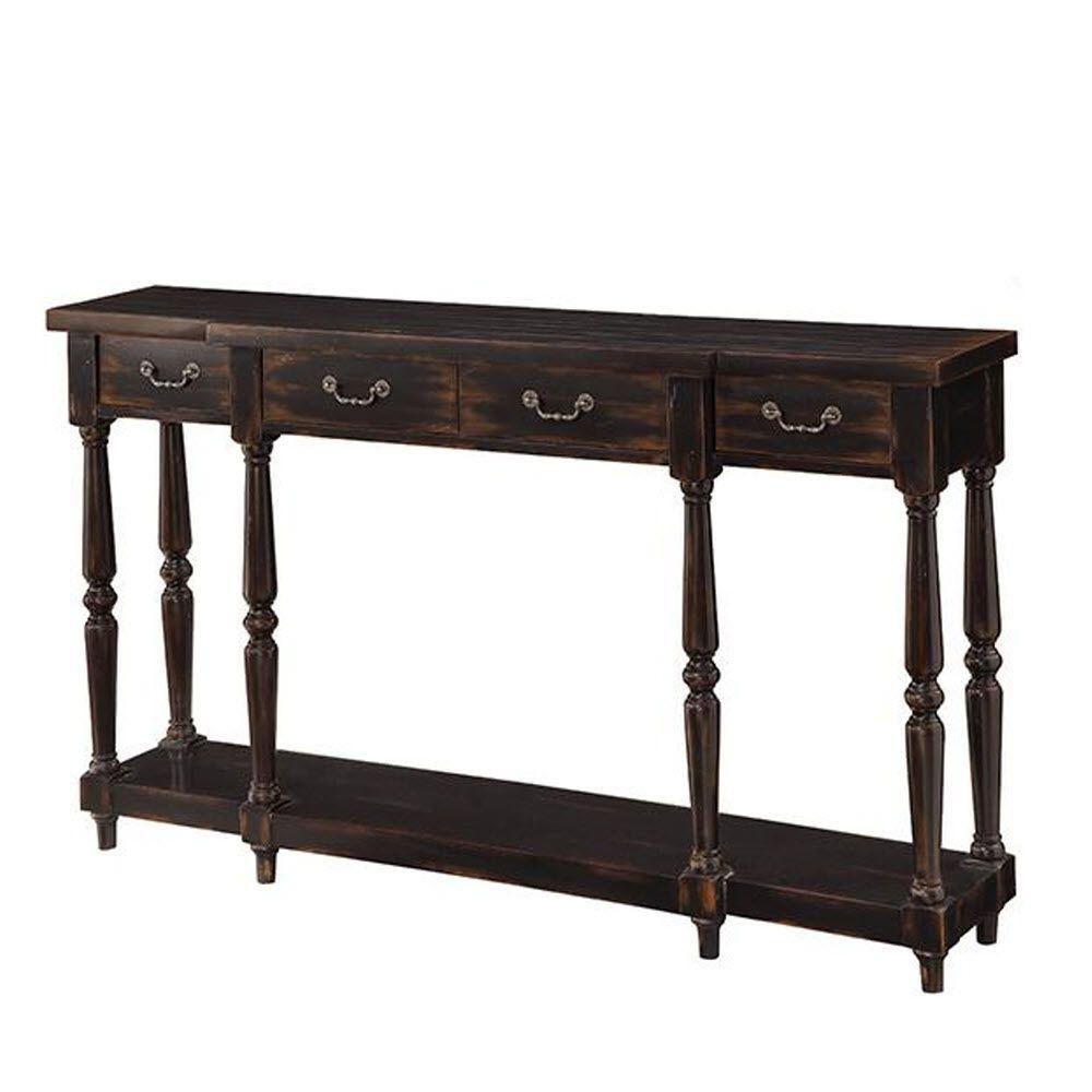 Mitchell Black Rubbed Storage Console Table1506110210 The Home Depot
