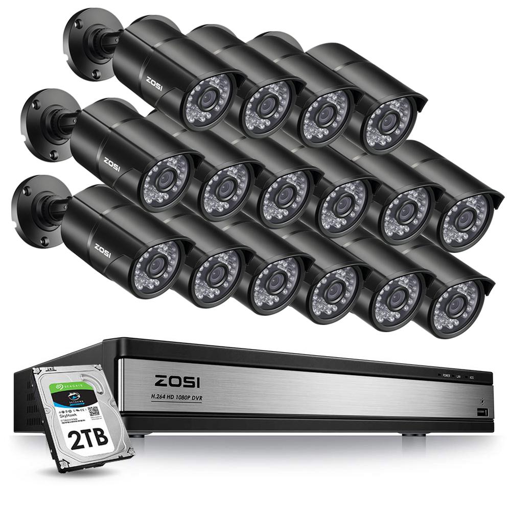 ZOSI 16-Channel 1080p 2TB DVR Security Camera System with 16 Wired ...