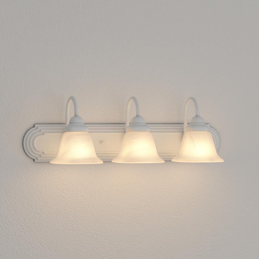 Glomar Sophrosyne 3 Light Textured White Bath Vanity With Glomar Sophrosyne 3 Light Textured