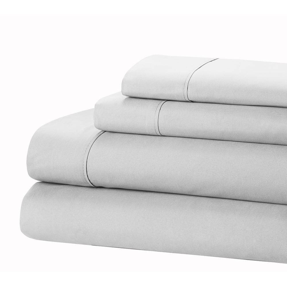 Home Dynamix Jill Fashion 3Piece Solid Silver Twin Sheet Set