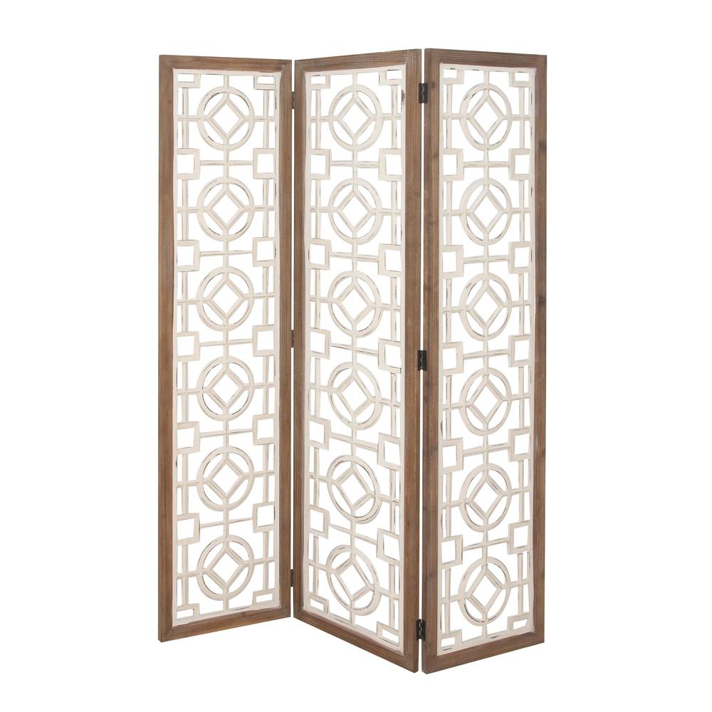 Litton Lane 80 In X 72 In Large 4 Panel Brown Wood Screen Decorative Room Divider 23782 The Home Depot