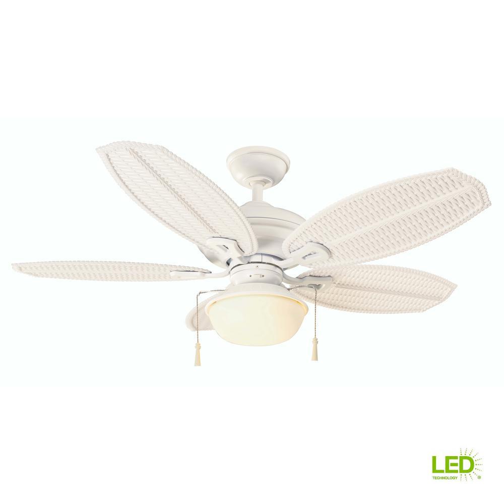 Hampton Bay Palm Beach Iii 48 In Led Indoor Outdoor Matte White Ceiling Fan With Light Kit