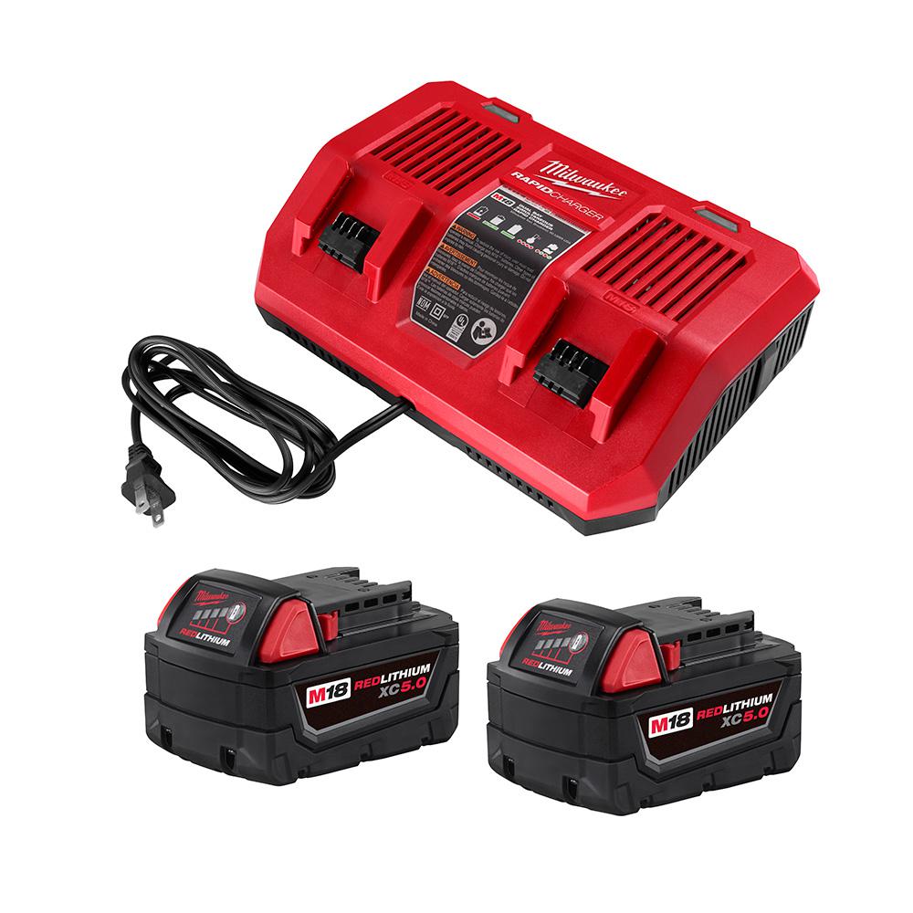 Photo 1 of ***PARTS ONLY***M18 18-Volt Lithium-Ion Starter Kit with Two 5.0 Ah Battery Packs and Dual Bay Rapid Charger