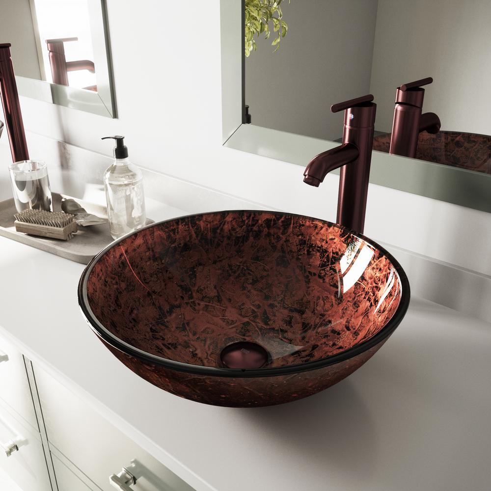 Vigo Mahogany Moon Vessel Sink In Copper With Faucet Oil Rubbed Vigo Mahogany Moon Vessel Sink In Copper With Faucet Oil Rubbed Bronze