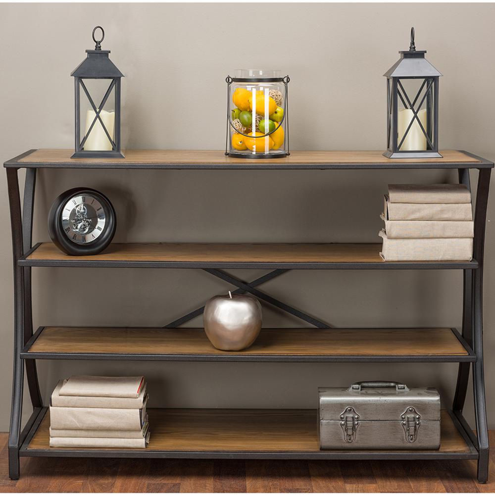 Simpli Home Artisan Medium Saddle Brown Storage Console TableAXCHOL003