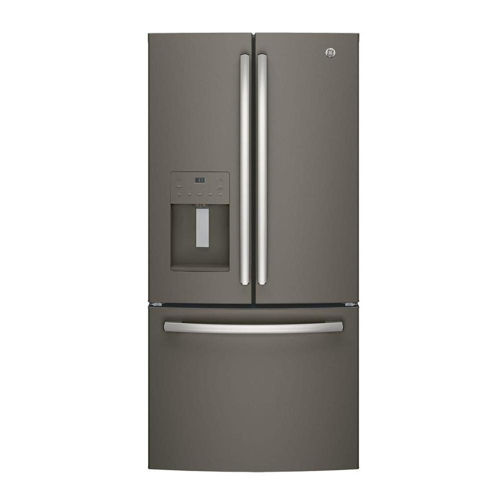 Ge 23 7 Cu Ft French Door Refrigerator In Slate Fingerprint