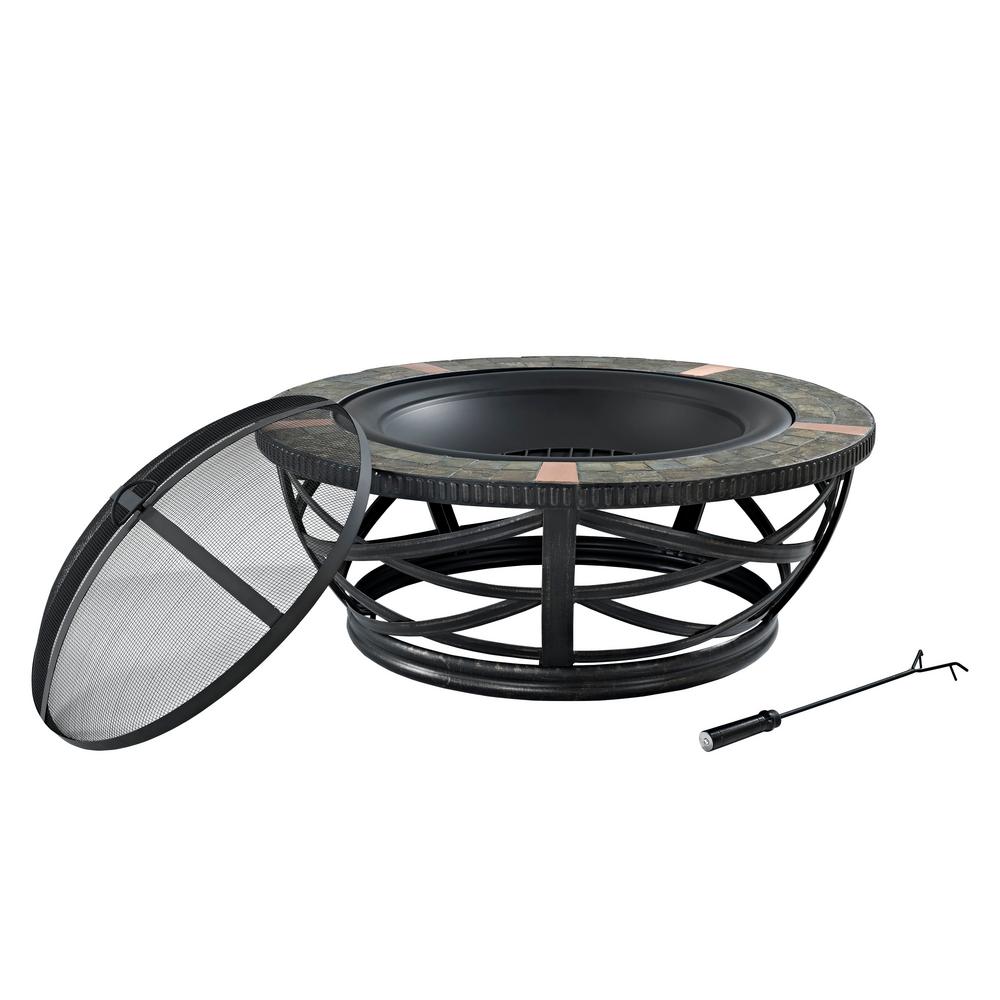 Glendale Black Round Metal Outdoor Firepit Co9007a Bk The Home Depot