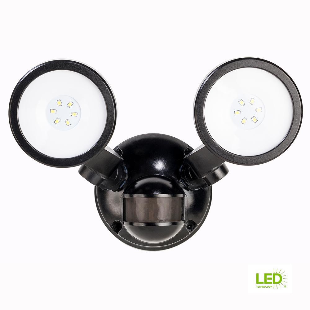 Motion Sensing Outdoor Security Lighting The 180 Degree Black Motion Activated Outdoor Integrated Led Twin Head Flood Light