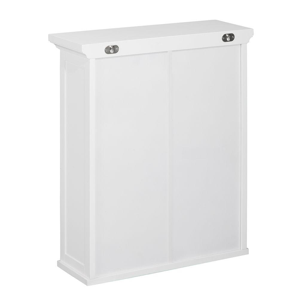 Elegant Home Fashions Simon 20 In W X 24 In H X 7 In D Bathroom Storage Wall Cabinet With 2 Shutter Doors In White Hdt583 The Home Depot