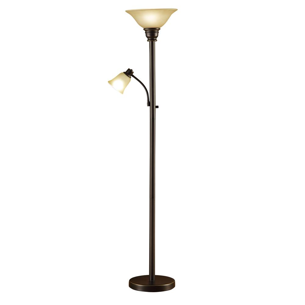 Hampton Bay 71 25 In Bronze Torchiere Floor Lamp With Frosted
