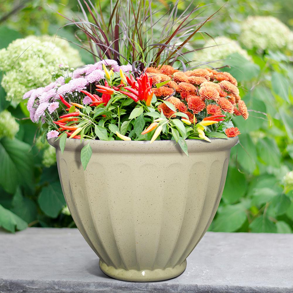 Southern Patio 15 In Caylo Planter 19 In Caylo Planter 16 In Sydney Bowl Resin Composite Patio Pack Pack Of 3 Hdp 046967pp The Home Depot