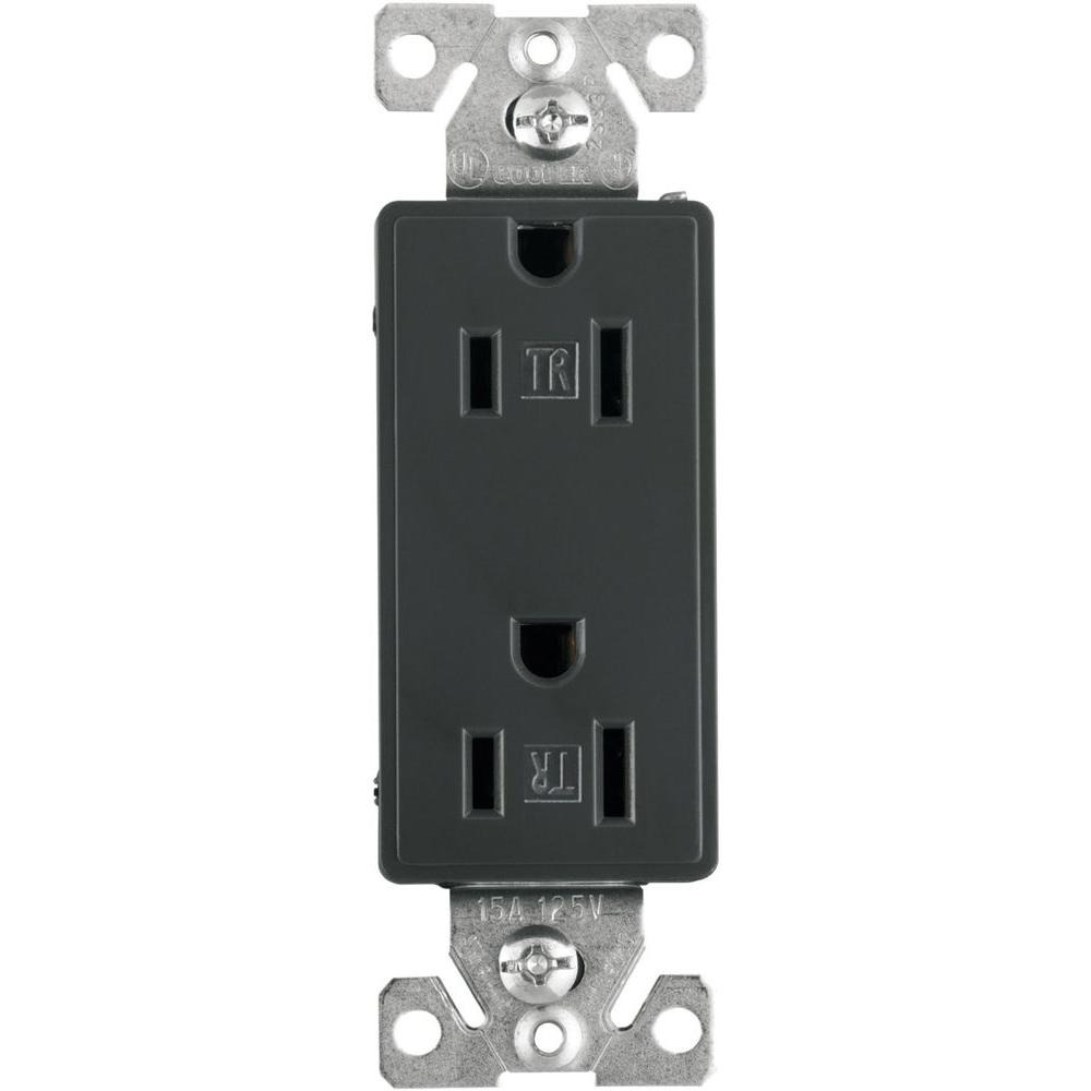 Eaton Aspire 15 Amp Tamper Resistant Duplex Receptacle, Silver Granite