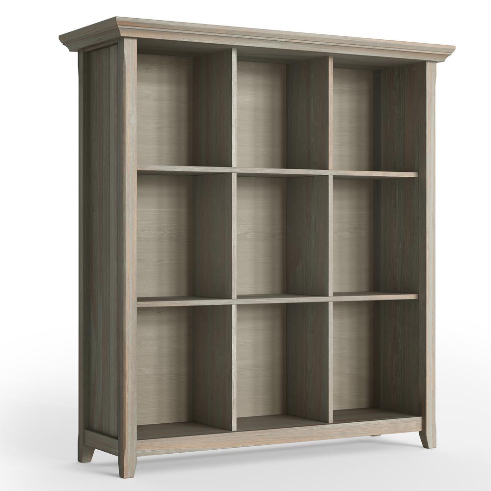 Simpli Home 48 In Distressed Gray Wood 9 Shelf Cube Bookcase