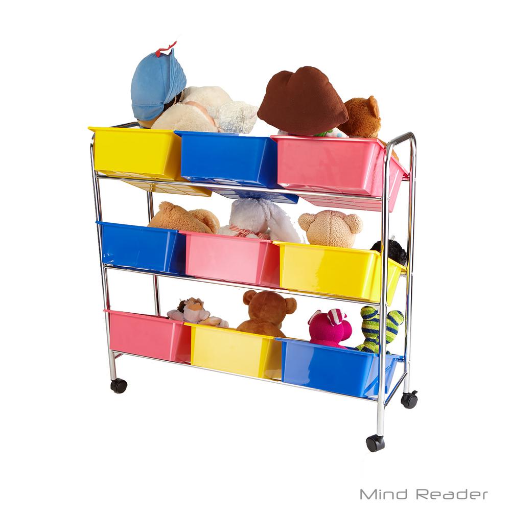 Mind Reader Metal Toy Storage Organizer With Multi Color 9 Plastic