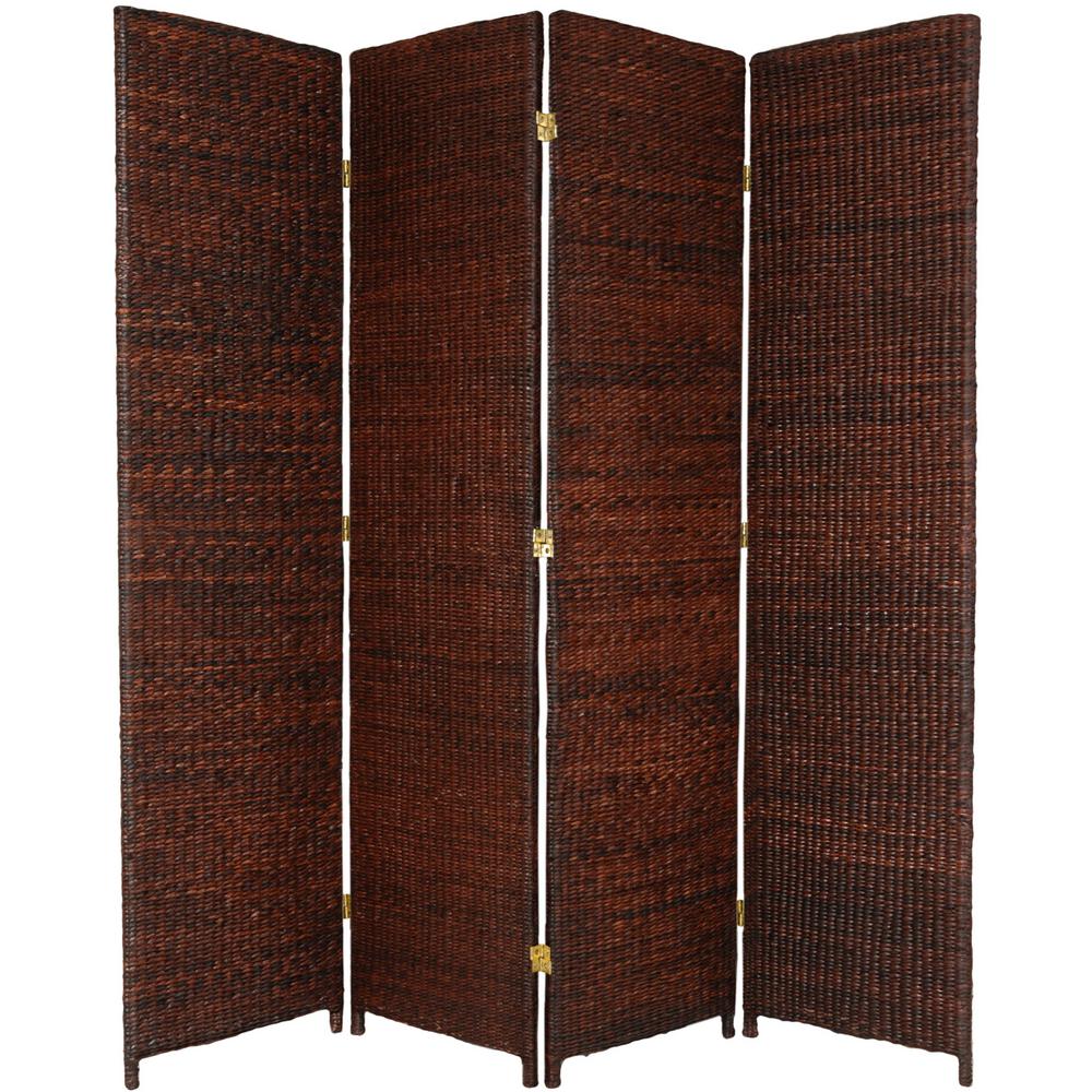 6 ft. Dark Brown 4-Panel Room Divider-FBRUSHSCR4PDBRN - The Home Depot