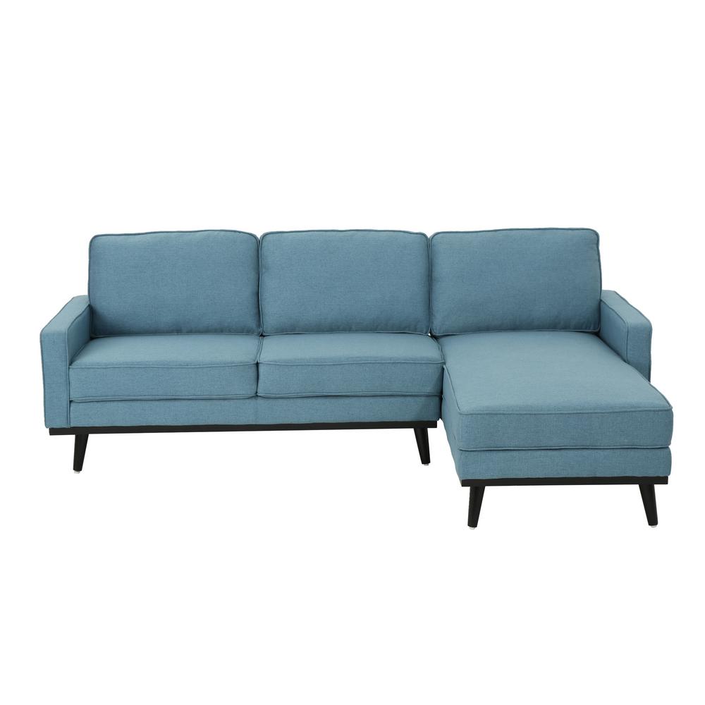 Noble House Matilda Mid Century Modern 2 Piece Blue Fabric Chaise Matilda Mid Century Modern 2 Piece Blue Fabric Chaise Sectional