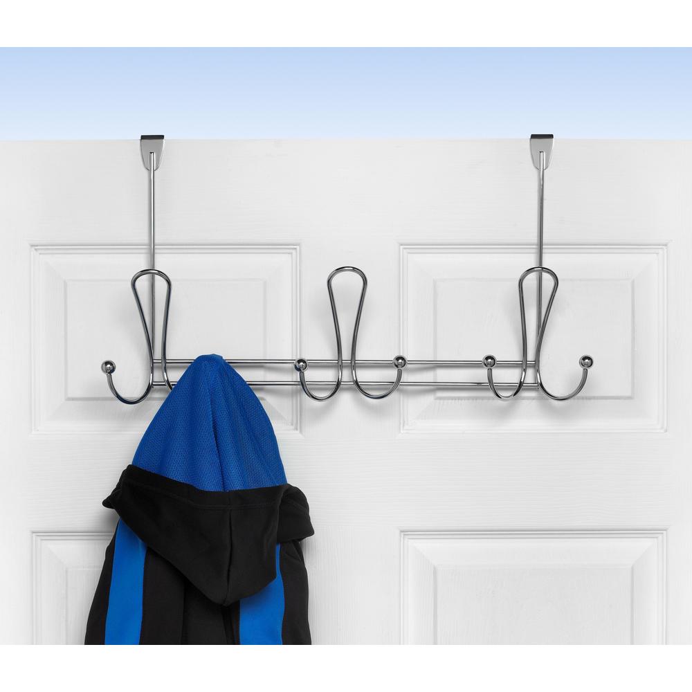 Interdesign York Lyra Over The Door 5 Hook Rack In Chrome 53470