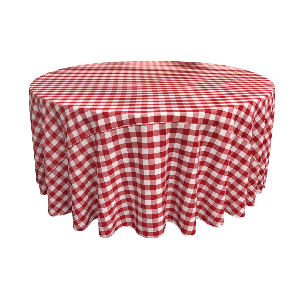 La Linen 108 In White And Red Polyester Gingham Checd Round La Linen 108 In White And Red Polyester Gingham Checd Round Tablecloth