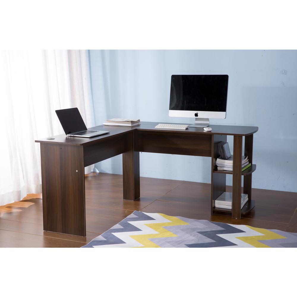 Harper Bright Designs Brown L Shaped Computer Desk With